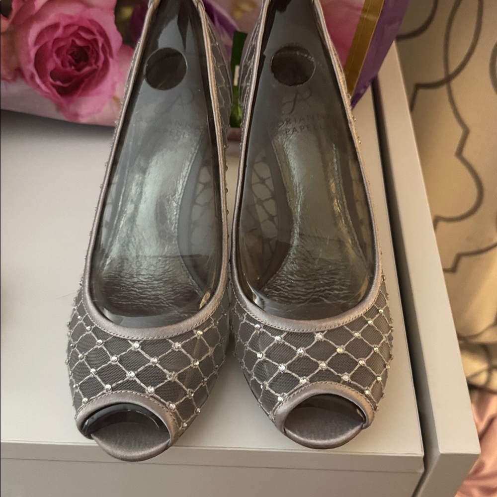 Elegant Gray Peep Toe Heels